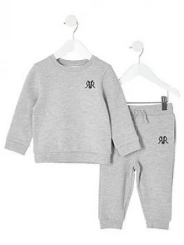 Image of River Island Mini RVR Sweat Jogpant Outfit Grey Size 4-5 Years Boys