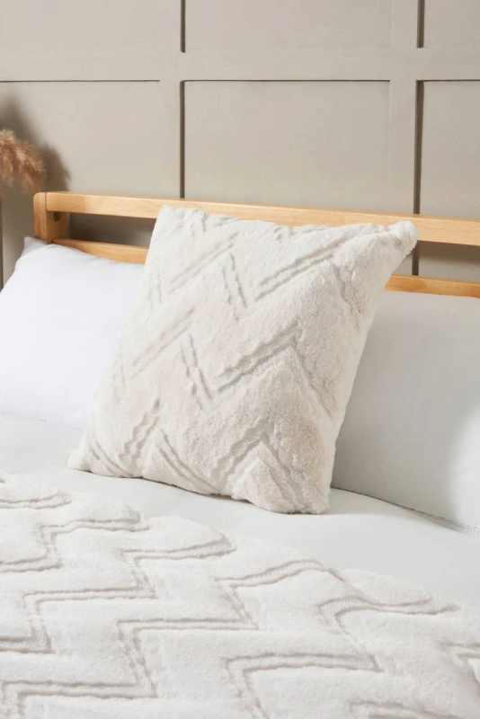 Image of BHS Cheveron Cushion in Cream Cream Unisex