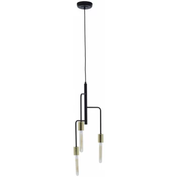 Image of Premier Housewares - 3 Bulb Gold / Black Finish Pendant Light Contemporary Style Ceiling Light For Living Room Dining Room Bedroom And Hallway Modern
