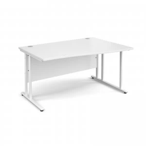 Image of Maestro 25 WL Right Hand Wave Desk 1400mm - White Cantilever Frame wh