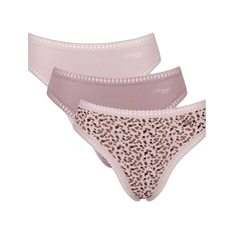 Image of Sloggi Pack of 3 Go Crush High Cut Knickers Pink+Mauve+printed Women XS;S;M;L;XL;XXL