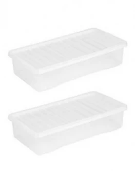 Image of Wham Set Of 2 Clear Plastic Crystal Underbed Storage Boxes ; 42 Litres Each