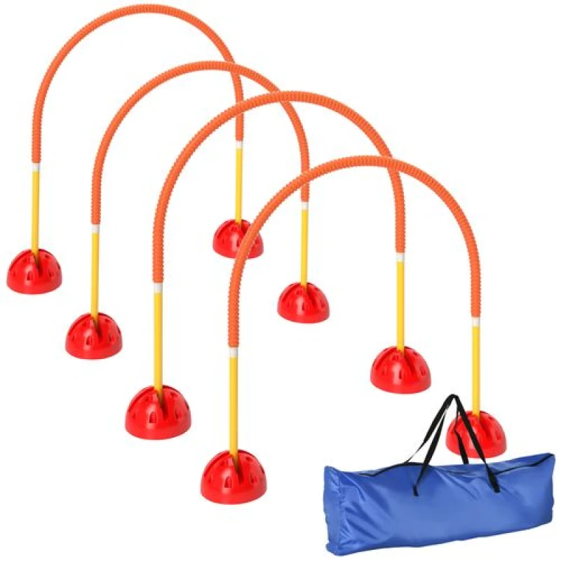 Image of PawHut 4 Piece Dog Agility Training Equipment with Carry Bag, Orange Orange