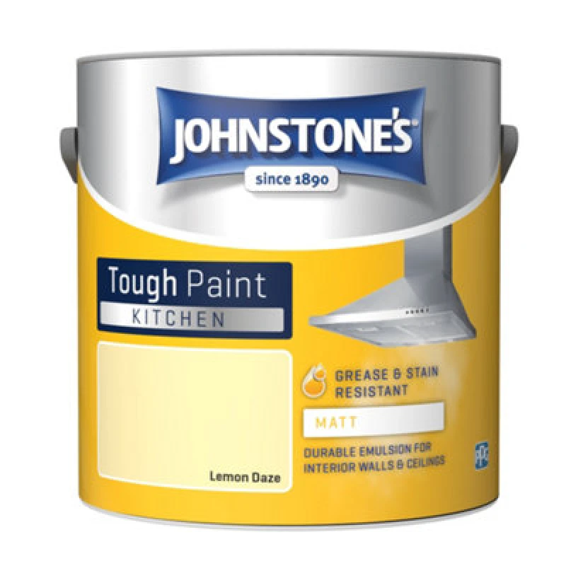 Image of Johnstone's Kitchen Matt Tough Emulsion Paint, 2.5L, Lemon Daze