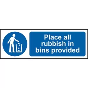 Image of Place All Rubbish in Bins Provided - Sav (300 X 100MM)