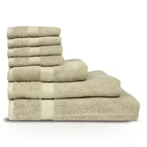 Image of Loft Combed Cotton 7 Piece Towel Set Oatmeal