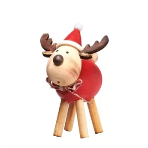 Image of Rudi Reindeer with Red Tummy Standing Decoration