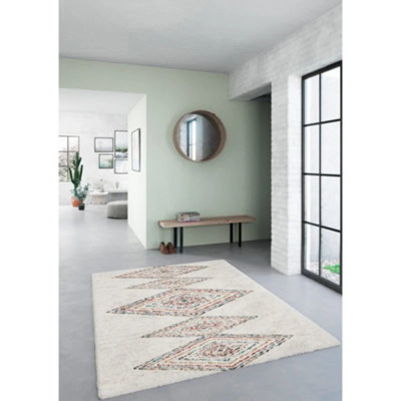 Image of Melrose Noble Non Shedding Diamonds Design Living Natural Medium Area Rug 120/170Cm