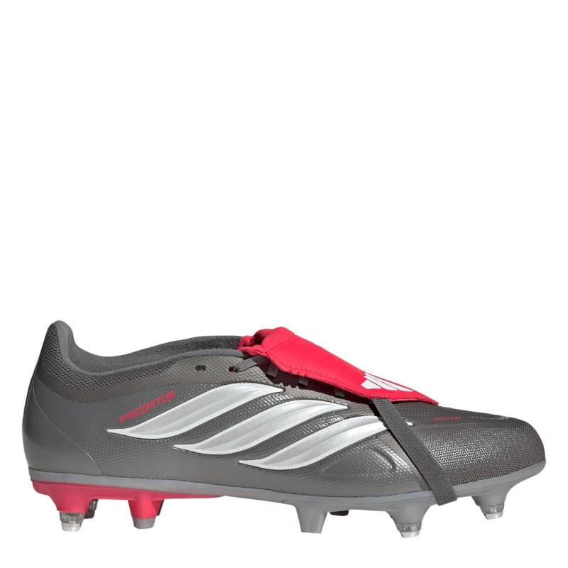 Image of adidas Predator Fold-Over Tongue League Soft Ground Football Boots Mens Grey/Red male 12 (47.3)
