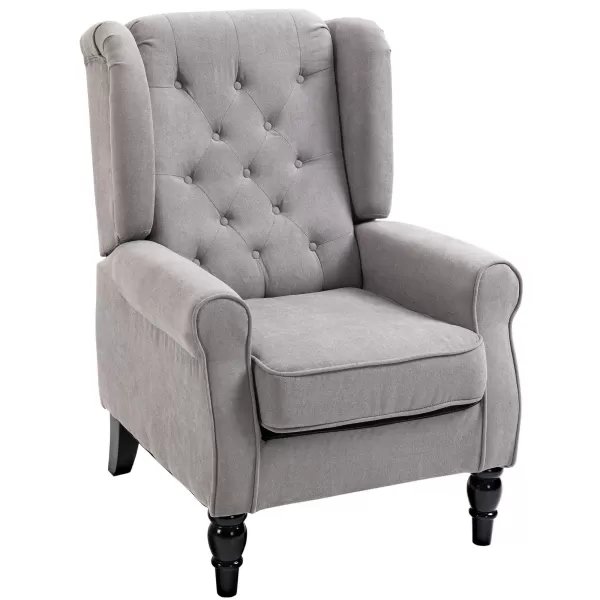Image of Retro Accent Chair Wingback Armchair with Wood Frame Living Room