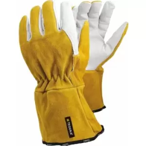 Image of Tegera S/G Goatskin Ch/B Gloves Yellow White Size 10 - White Yellow