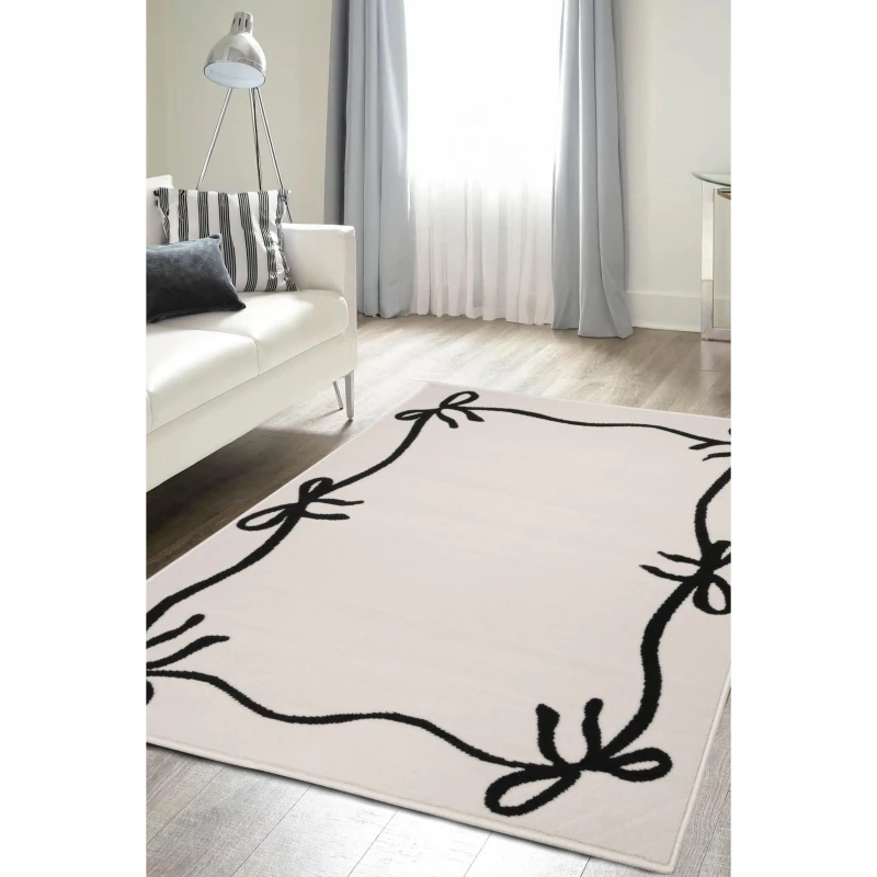 Image of Homemaker Maestro Monochrome Bow Border Rug Monochrome unisex 160x230cm