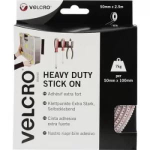 Image of VELCRO VEL-EC60246 Hook-and-loop tape stick-on Hook and loop pad, Heavy duty (L x W) 2500 mm x 50 mm White 2.5 m