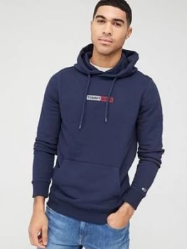 Image of Tommy Jeans Embroidered Box Hoodie - Twilight Navy