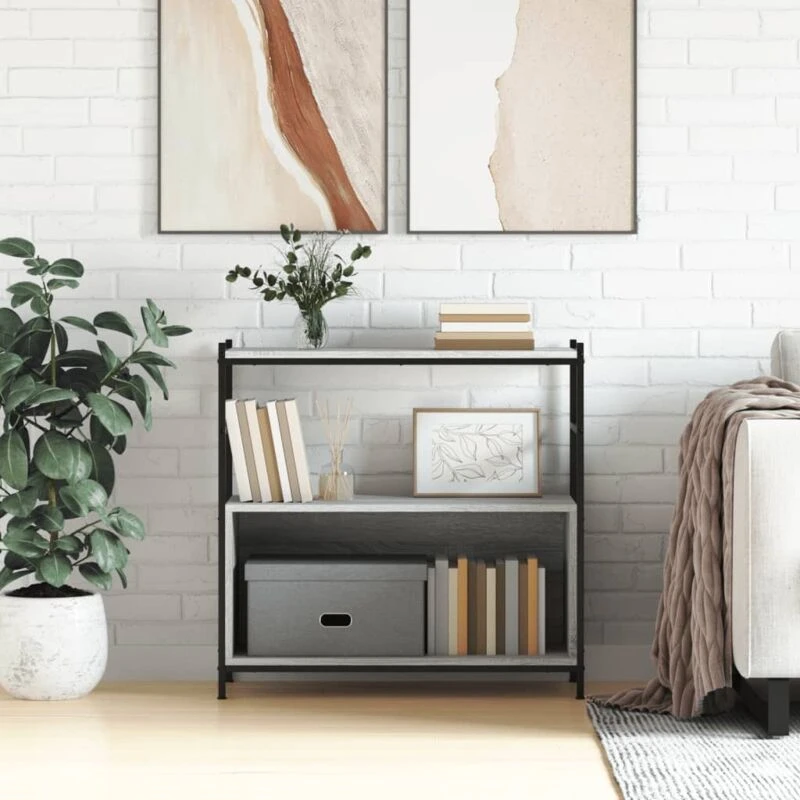 Image of VIDAXL Vidaxl - Bookshelf Grey Sonoma 80x30x78.5cm Engineered Wood and Iron 8720845940959