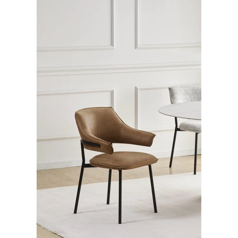 Image of Shankar Pair of Geneva Microfibre Antique Tan Dining Chair Antique Tan unisex 60x83x62cm