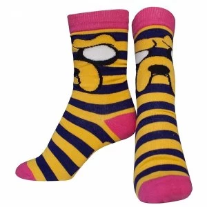 Image of Adventure Time Female Jake with Striped Pattern Crew Socks 38/41