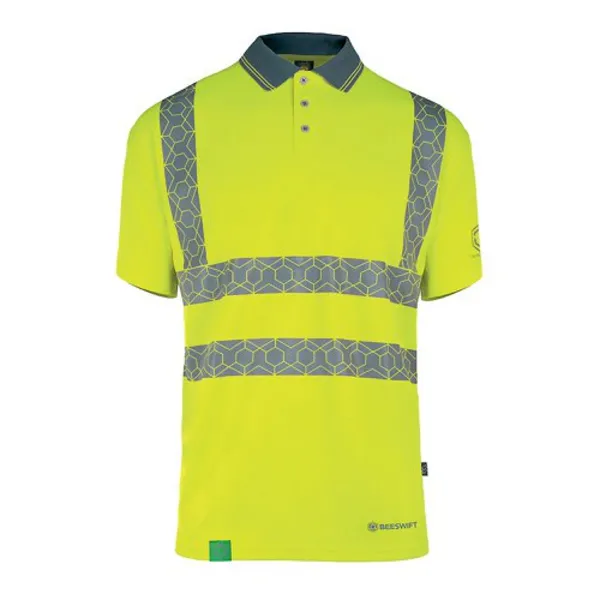 Image of Beeswift Envirowear Beeswift Envirowear High Visibility Short Sleeve Polo Shirt Saturn Yellow M EWCPKSSSYM