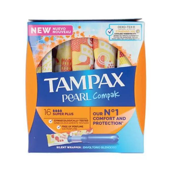 Image of Tampax Tampax Compak Pearl Super Plus Applicator Tampons Boxed x16 (Pack of 4) C006297 C006297