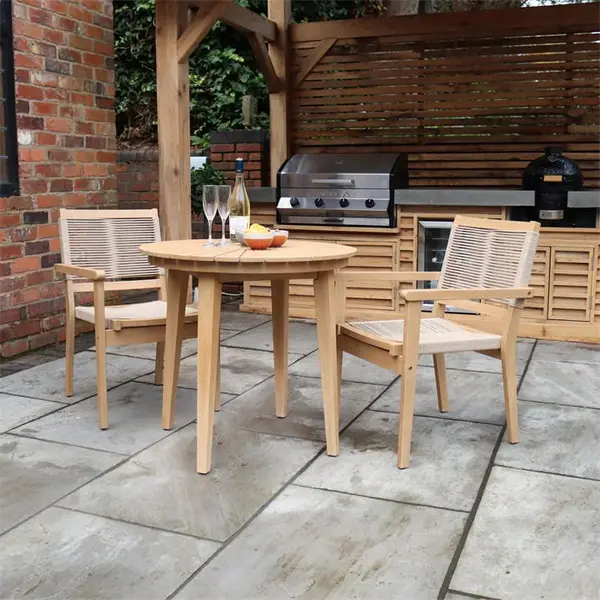 Image of Royalcraft Roma 80cm Bistro Table + 2 stacking rope chairs FSCROMBISSTK