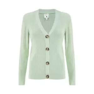 Image of Yumi Green Ribbed Knitted Cardigan - Green