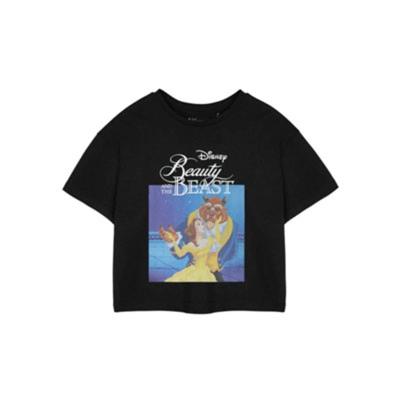 Image of Disney Cropped Short Sleeved T-Shirt Black