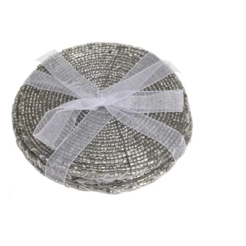 Image of The Spirit Of Christmas Spirit of Christmas Pack of Beaded Coasters - Silver