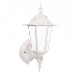 Image of PIR 1 Light Outdoor Wall Lantern Frosted Polycarbonate, Matt White Textured IP44