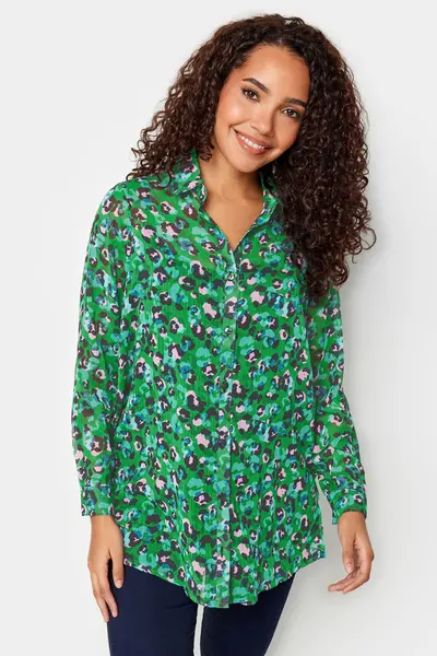 Image of M&Co Animal Print Longline Shirt Green