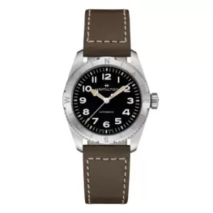 Image of Hamilton Khaki Field Expedition Auto Black Dial Green Leather Strap Mens Watch H70315830 (Stock Expected 29/09/23)