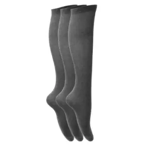Image of Childrens Girls Plain Knee High School Socks (Pack Of 3) (UK Shoe 9-12 (Age: 5-7 years)) (Grey)