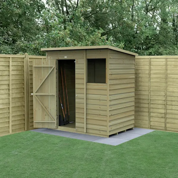 Image of 4Life Forest Garden Overlap Dip Treated Pent Shed - 6 x 4ft