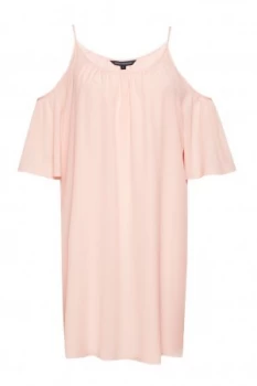Image of French Connection Crepe Light Cold Shoulder Dress Pink