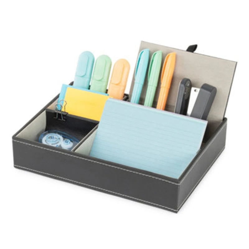 Image of LIVIVO Deluxe 5-Compartment Valet Organiser - Black/Grey Black