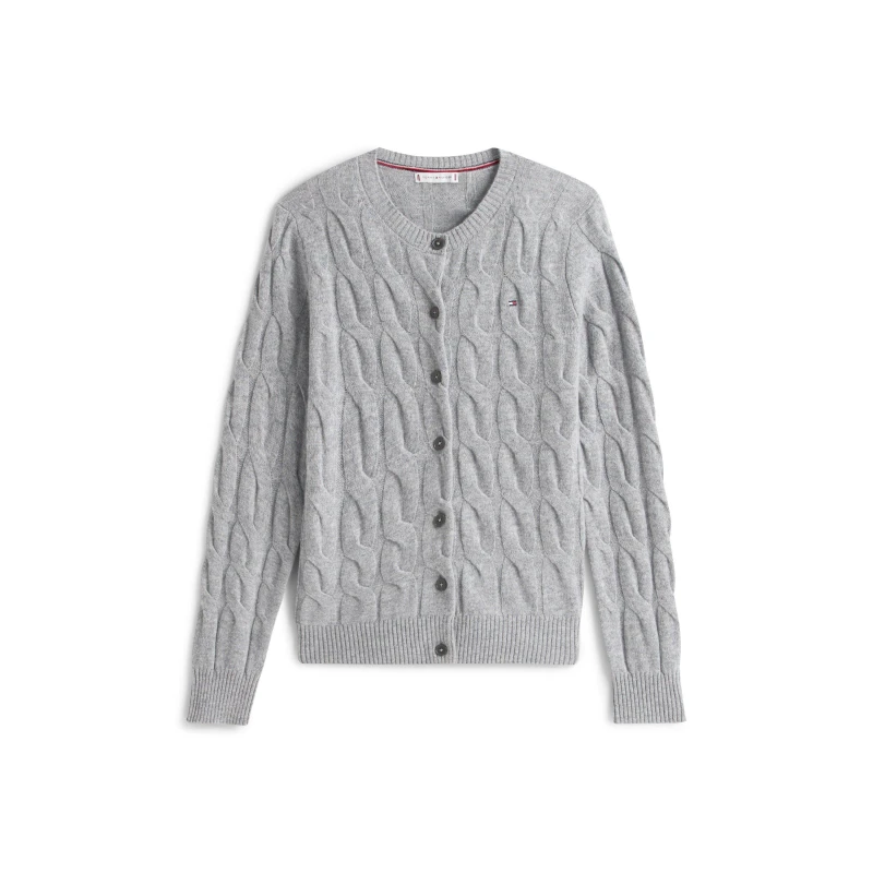 Image of Tommy Hilfiger Womens Cable Cardigan Mid Grey Heath female 10 (S)