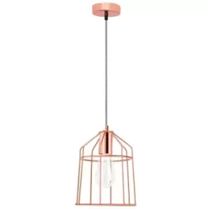 Image of Asbestos 19cm Wire Frame Pendant Ceiling Light Matt Copper Black, White Fabric Wire LED E27 - Merano