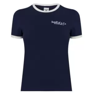 Image of SoulCal Embroidered Ringer T Shirt Womens - Blue