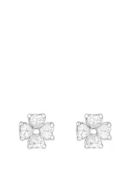 Image of Simply Silver Sterling Silver 925 Cubic Zirconia Mini Flower Stud Earrings, Silver, Women