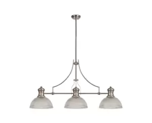 Image of 3 Light Telescopic Ceiling Pendant E27 With 30cm Dome Glass Shade, Polished Nickel, Clear