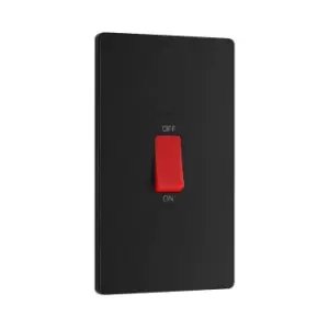 Image of BG Evolve Matt Black 45A Rectangular Switch Double Pole With LED Power Indicator - PCDMB72B