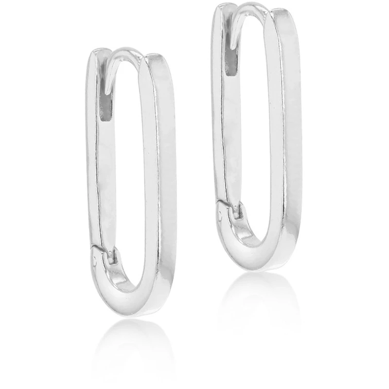 Image of Be You Silver Rectangle Hoops Silver One Size