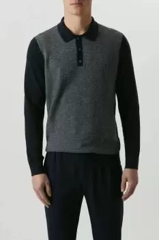 Image of Super Soft Navy Birdseye Knitted Polo Shirt