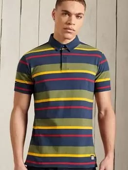 Image of Superdry Cali Stripe Polo - Navy/Multi, Navy Multi Size M Men