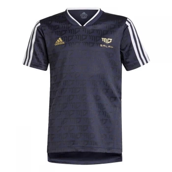 Image of adidas AEROREADY Salah Football-Inspired Jersey Kids - Legend Ink / White / Gold Meta