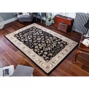 Image of Oriental Weavers Royal Classic Rug Black Gold Floral 636B 80X150cm
