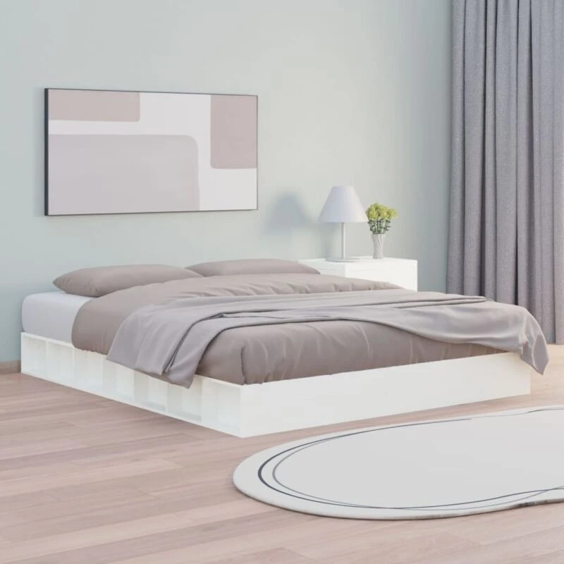 Image of VIDAXL Bed Frame without Mattress White 140x200cm Solid Wood Vidaxl 8720287135654
