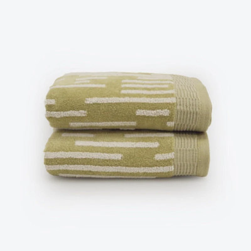Image of Allure Bath Fashions Pop Up Zero Twist Barcode Stripe Pair Of Hand Towels - Sage Green