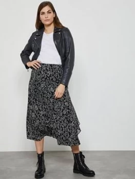 Image of Mint Velvet Jessica Ruffle Midi Skirt - Black, Size 18, Women
