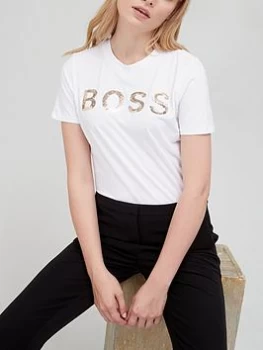 Image of Hugo Boss Embellished Logo T-Shirt White Size M Women