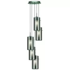 Image of Searchlight Lighting - Searchlight Duo 2 - 5 Light Spiral Cluster Pendant Chrome, Smoked Glass Five, E14